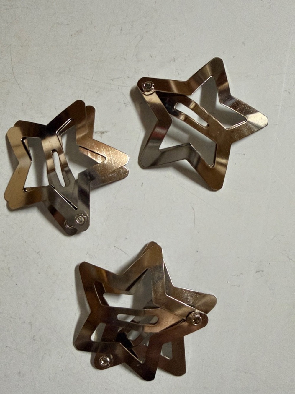 Star Shaped Metal Hair Clips - Shiny Silver